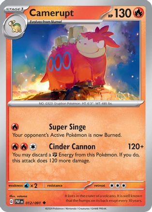 Camerupt 012/091 - Reverse Holofoil SV Paldean Fates - Uncommon