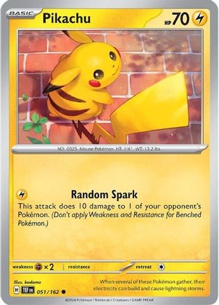 Pikachu 051/162 - Reverse Holofoil SV05 Temporal Forces - Common