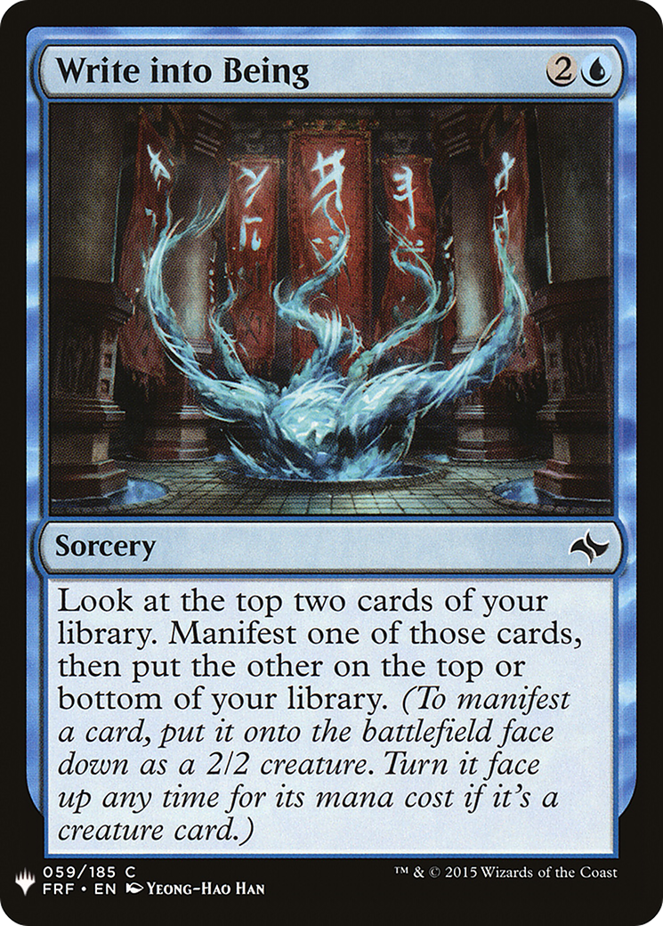 Write into Being (LIST-FRF-59) - The List