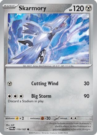 Skarmory 119/167 - Reverse Holofoil SV06 Twilight Masquerade - Common