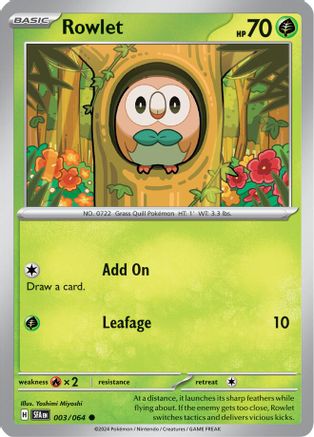 Rowlet 003/064 - Reverse Holofoil SV Shrouded Fable - Common