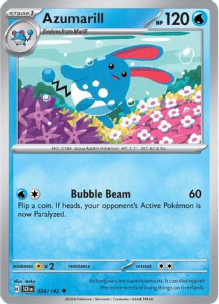 Azumarill 034/142 - Reverse Holofoil SV07 Stellar Crown - Uncommon