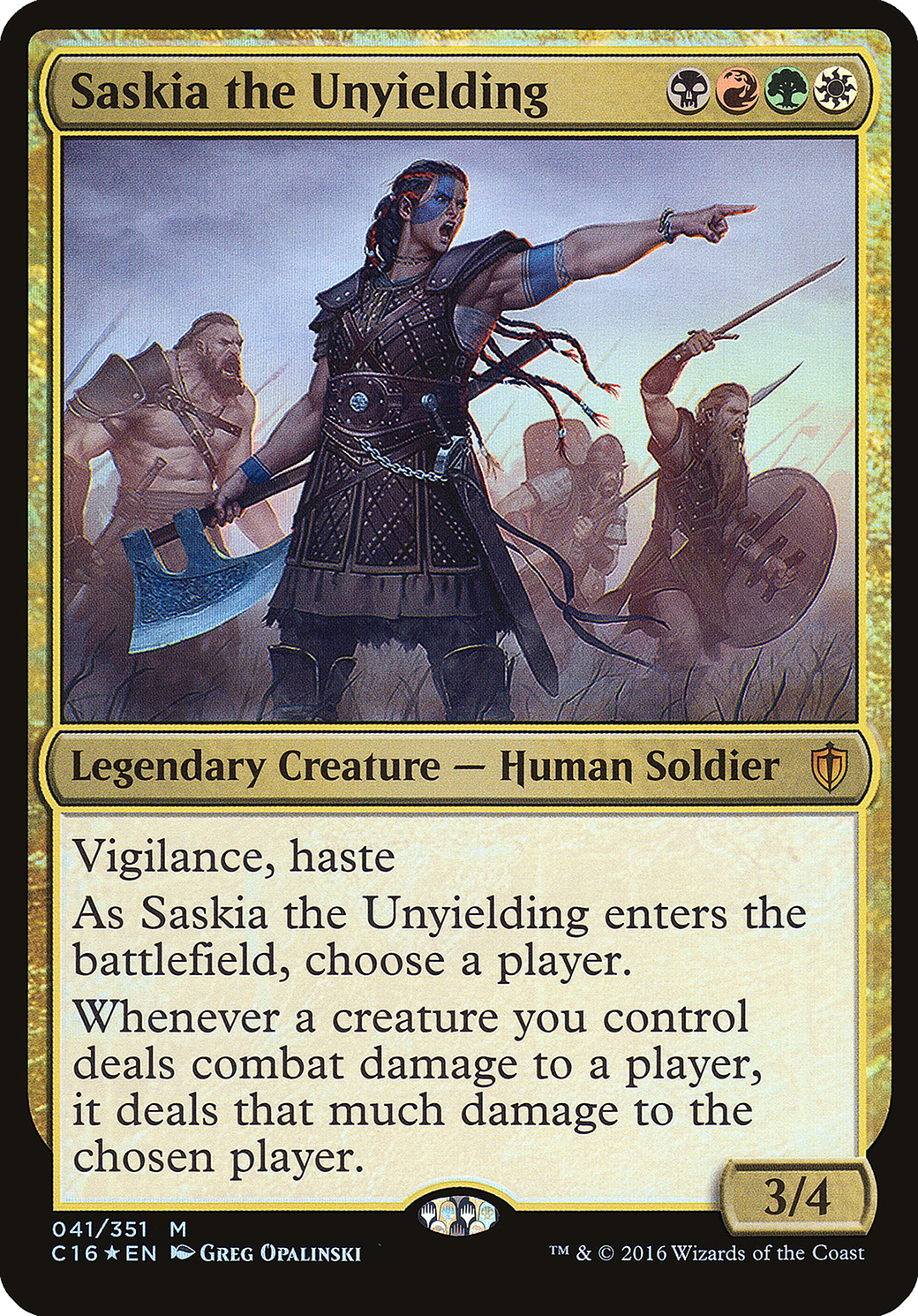 Saskia the Unyielding (Commander 2016) (OVER-041) - Commander 2016 Oversized Foil