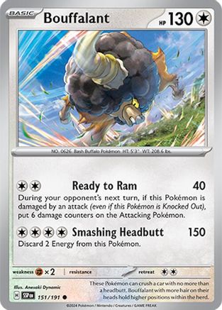 Bouffalant 151/191 - Reverse Holofoil SV08 Surging Sparks - Common