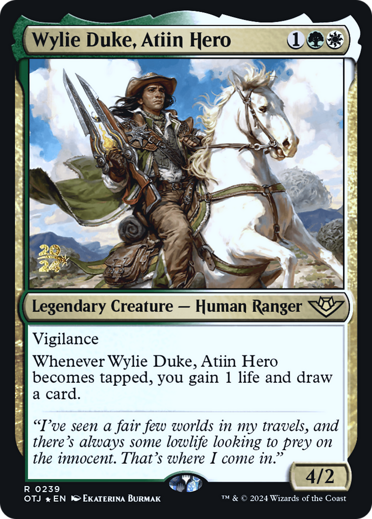 Wylie Duke, Atiin Hero (PRE-239S) - Outlaws of Thunder Junction Promos Foil
