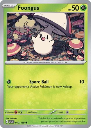 Foongus 010/159 - Reverse Holofoil SV09 Journey Together - Common