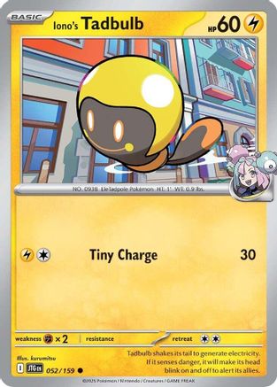 Iono's Tadbulb 052/159 - Reverse Holofoil SV09 Journey Together - Common