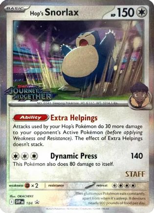 Hop's Snorlax 184 - Holofoil SV Scarlet & Violet Promo Cards - Promo
