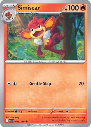 Simisear 015/086 - Reverse Holofoil SV White Flare - Uncommon