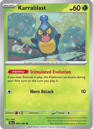 Karrablast 009/086 - Reverse Holofoil SV Black Bolt - Common