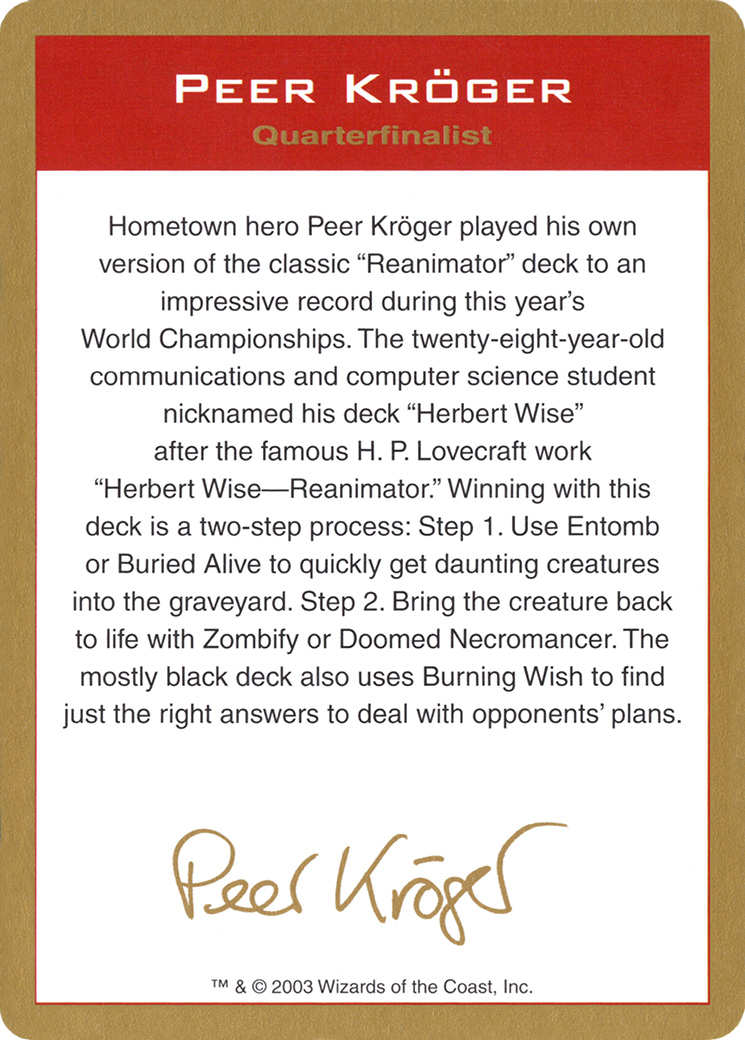 Peer Kröger Bio (WCD-) - World Championship Decks 2003