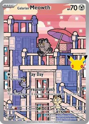 Galarian Meowth 141/128 - Holofoil ME 30th Celebration - Illustration Rare