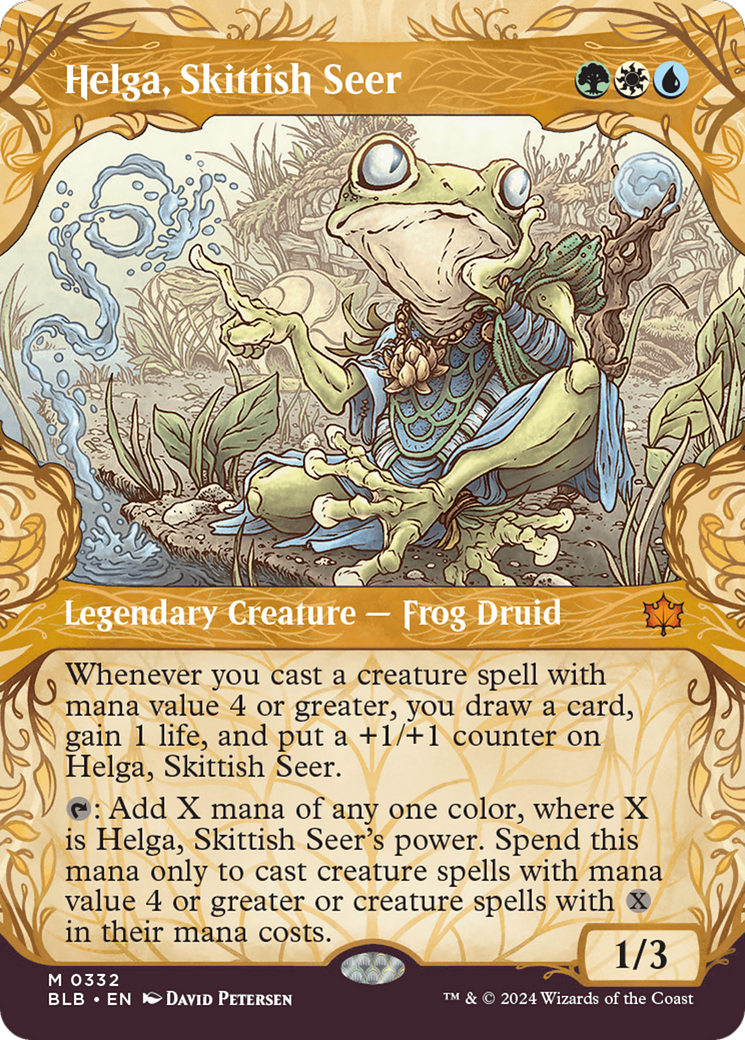 Helga, Skittish Seer (BLB-332) - Bloomburrow: (Showcase) (Borderless) Foil