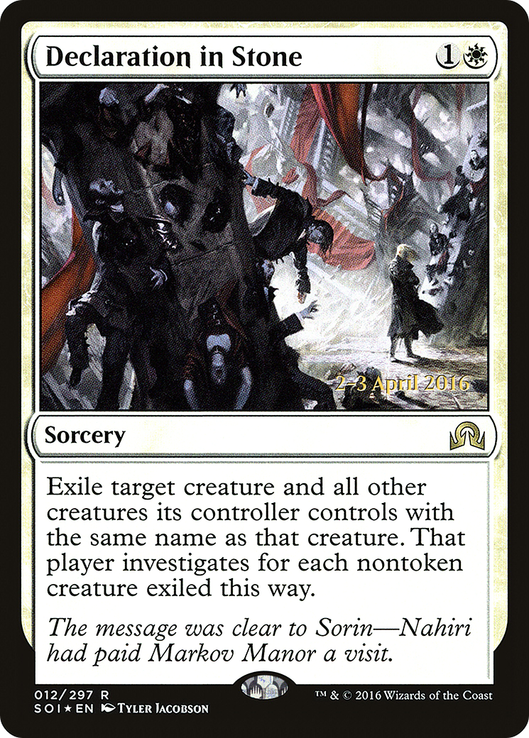 Declaration in Stone (PRE-12S) - Shadows over Innistrad Promos Foil