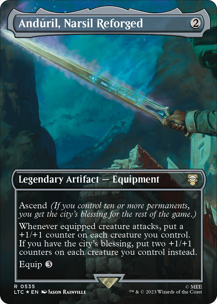 Anduril, Narsil Reforged (Borderless) (Surge Foil) (LTC-535) - Tales of Middle-earth Commander (Borderless) Foil