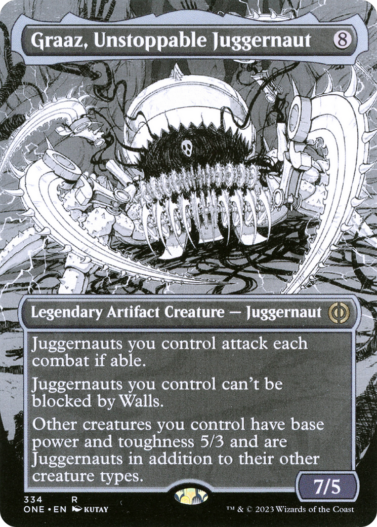 Graaz, Unstoppable Juggernaut (Borderless) (ONE-334) - Phyrexia: All Will Be One: (Showcase) (Borderless) Foil