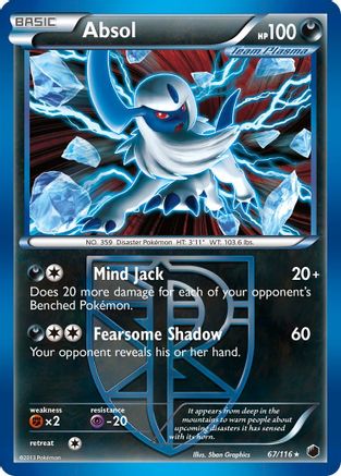 Absol (Team Plasma) 067/116 - Reverse Holofoil Plasma Freeze - Holo Rare
