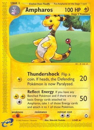 Ampharos 001 - Reverse Holofoil Aquapolis - Rare