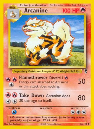 Arcanine 036 - Reverse Holofoil Legendary Collection - Uncommon