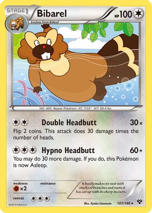 Bibarel 107 - Reverse Holofoil XY Base Set - Rare
