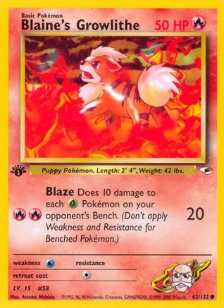 Blaine's Growlithe (62) 062/132 - Unlimited Gym Heroes - Common
