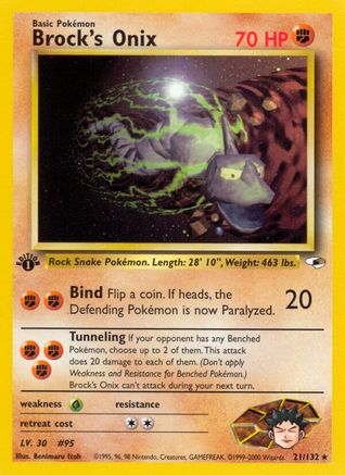 Brock's Onix (21) 021/132 - 1st Edition Gym Heroes - Rare