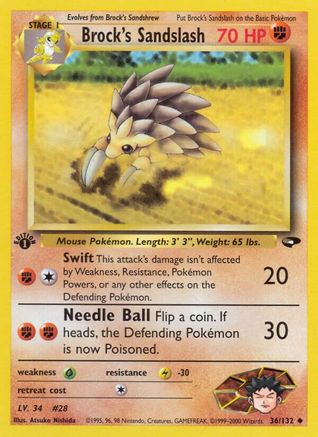 Brock's Sandslash 036/132 - Unlimited Gym Challenge - Uncommon