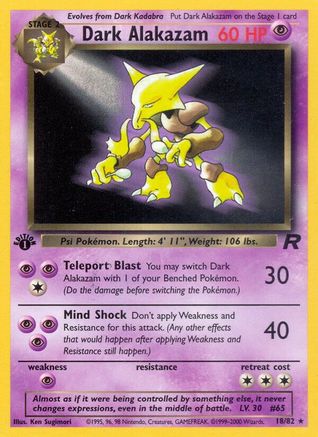Dark Alakazam (18) 018/82 - 1st Edition Team Rocket - Rare