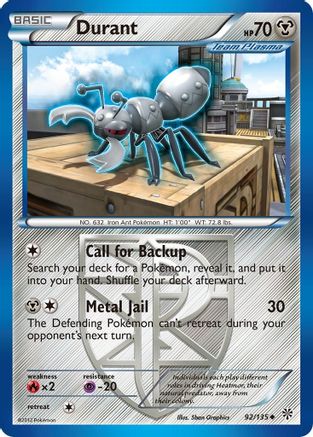 Durant (Team Plasma) (92) 092 - Reverse Holofoil Plasma Storm - Uncommon