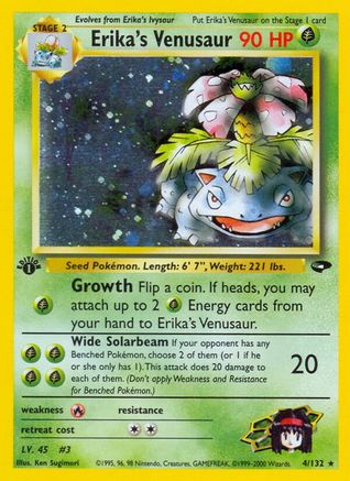Erika's Venusaur 004/132 - 1st Edition Holofoil Gym Challenge - Holo Rare