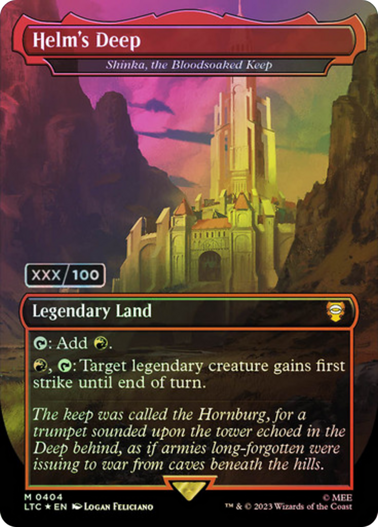 Helm's Deep - Shinka, the Bloodsoaked Keep (Serial Numbered) (LTC-404Z) - Tales of Middle-earth Commander / Helm's Deep (Borderless) Foil