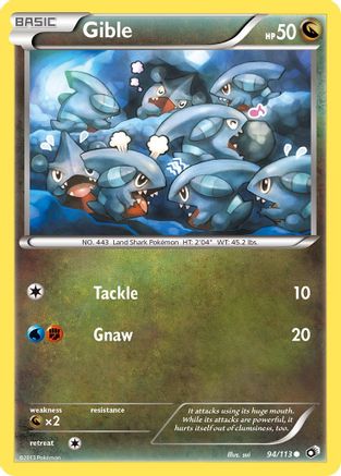 Gible 094/113 - Reverse Holofoil Legendary Treasures - Common