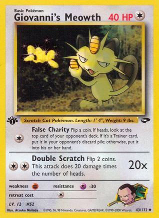 Giovanni's Meowth (43) 043/132 - 1st Edition Gym Challenge - Uncommon