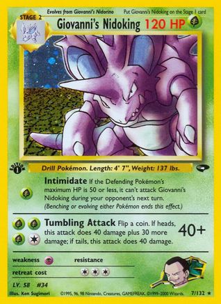 Giovanni's Nidoking 007/132 - 1st Edition Holofoil Gym Challenge - Holo Rare
