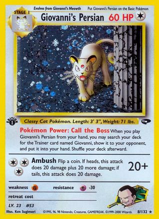 Giovanni's Persian 008/132 - Unlimited Holofoil Gym Challenge - Holo Rare