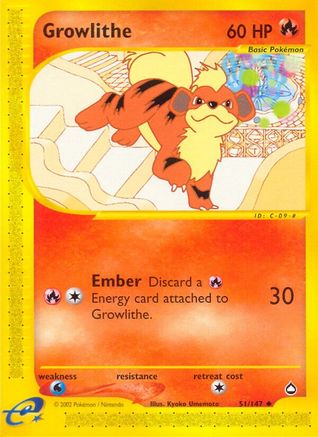 Growlithe (51) 051 Aquapolis - Uncommon