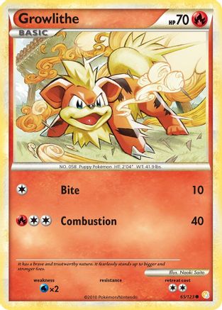 Growlithe 065/123 - Reverse Holofoil HeartGold SoulSilver - Common