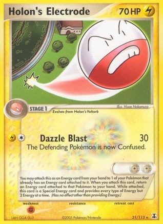 Holon's Electrode 021/113 - Reverse Holofoil Delta Species - Rare