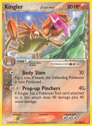 Kingler (Delta Species) 022/100 - Reverse Holofoil Crystal Guardians - Rare
