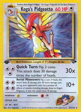 Koga's Pidgeotto 027/132 - Unlimited Gym Challenge - Rare