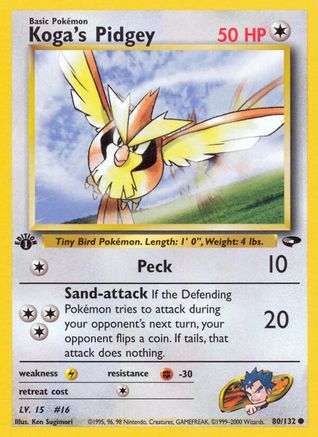 Koga's Pidgey (80) 080/132 - 1st Edition Gym Challenge - Common