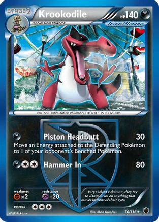 Krookodile (Team Plasma) 070 - Reverse Holofoil Plasma Freeze - Rare