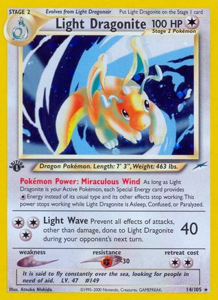 Light Dragonite 014 - Unlimited Holofoil Neo Destiny - Holo Rare