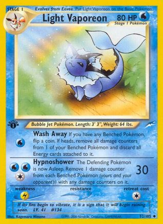 Light Vaporeon 052/105 - 1st Edition Neo Destiny - Uncommon