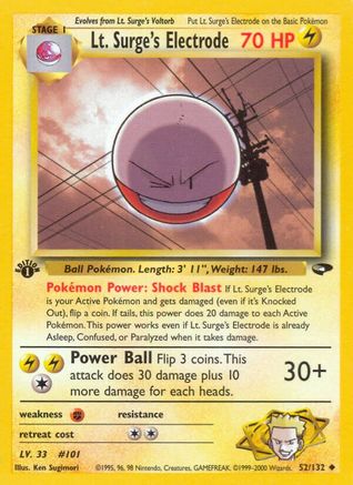Lt. Surge's Electrode 052/132 - Unlimited Gym Challenge - Uncommon