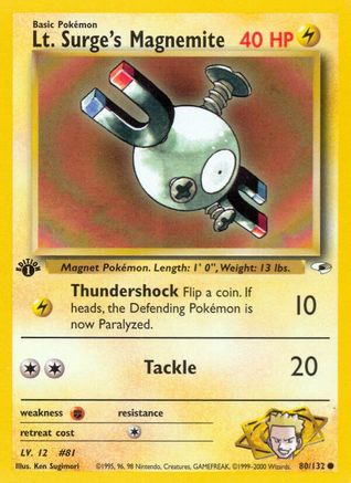 Lt. Surge's Magnemite (80) 080/132 - Unlimited Gym Heroes - Common