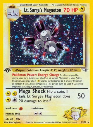 Lt. Surge's Magneton 008/132 - 1st Edition Holofoil Gym Heroes - Holo Rare