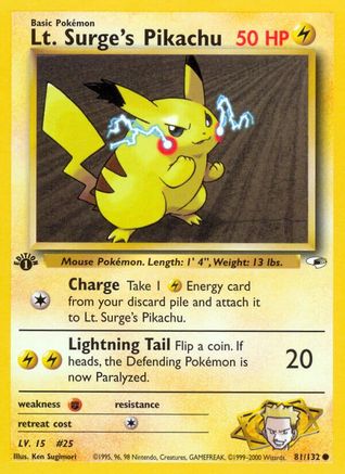 Lt. Surge's Pikachu 081/132 - Unlimited Gym Heroes - Common