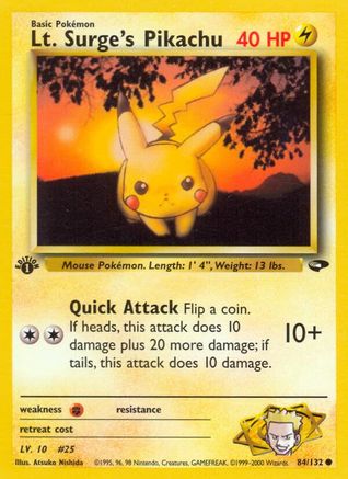 Lt. Surge's Pikachu 084/132 - Unlimited Gym Challenge - Common
