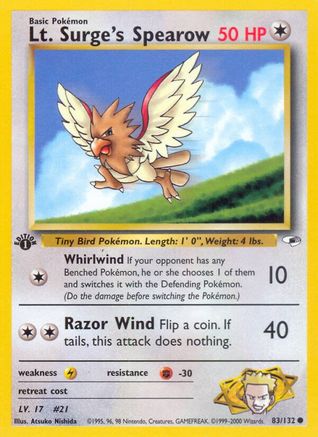 Lt. Surge's Spearow (83) 083/132 - Unlimited Gym Heroes - Common